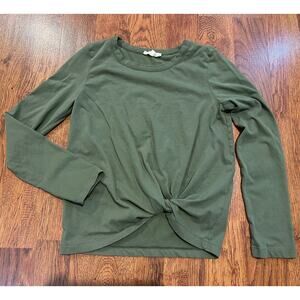 Madewell Cotton Knot Front Long Sleeve T-Shirt Green Women’s Size XS